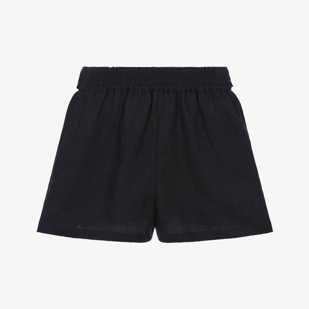 Chloé-Girls Classic Navy Linen Bermudas | Childrensalon Outlet