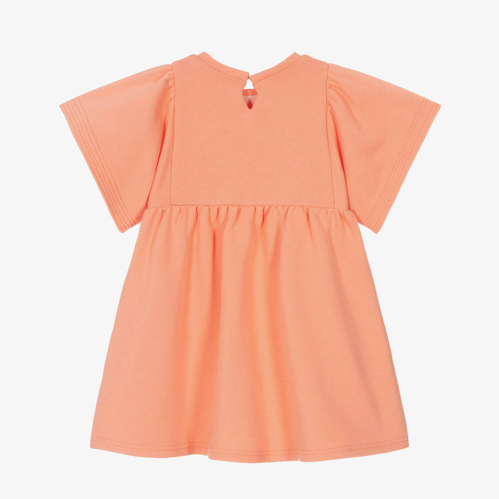 Chloé-Girls Coral Orange Cotton Floral Dress | Childrensalon Outlet