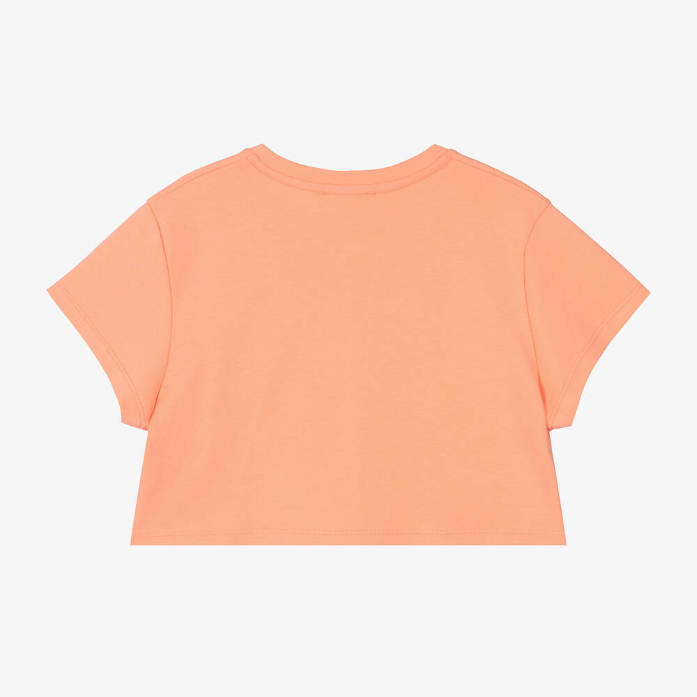 كلوي-تيشيرت قطن لون برتقالي مرجاني بطبعة ورود | Childrensalon Outlet