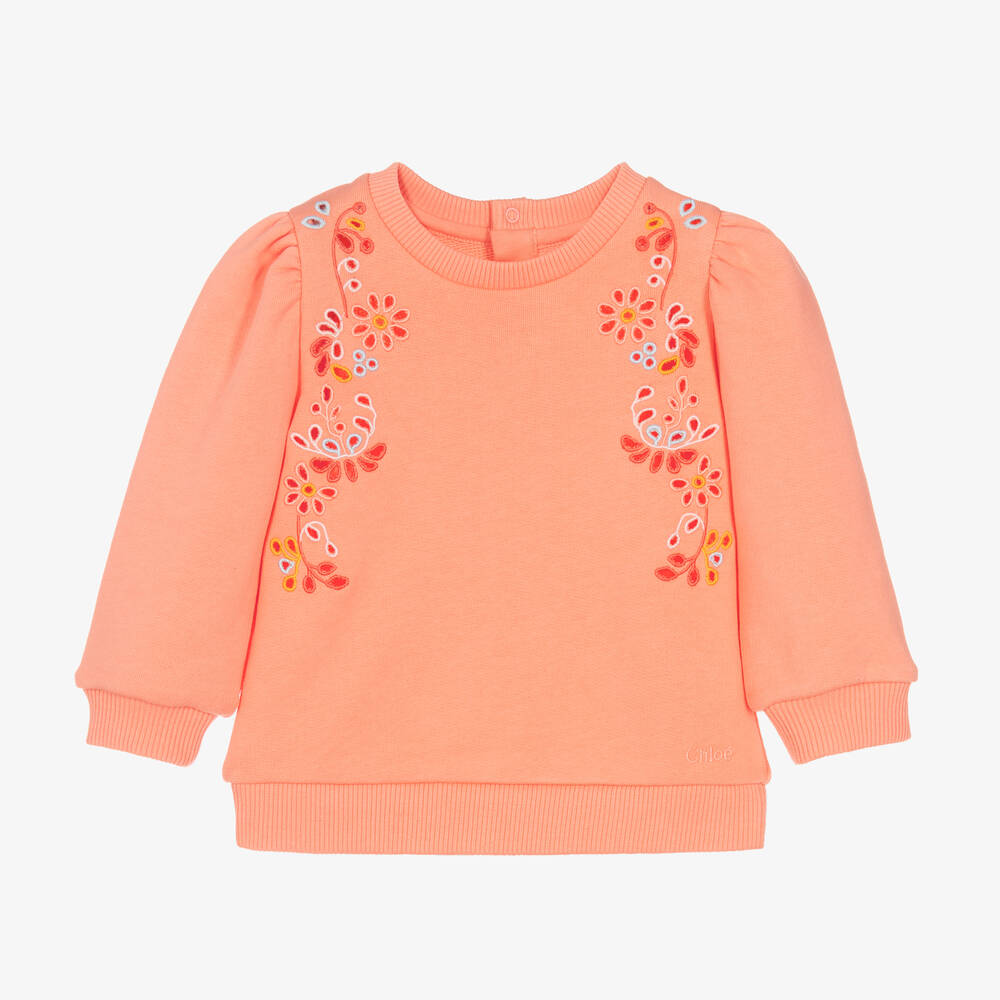 Chloé - Korallenoranges Baumwoll-Sweatshirt | Childrensalon