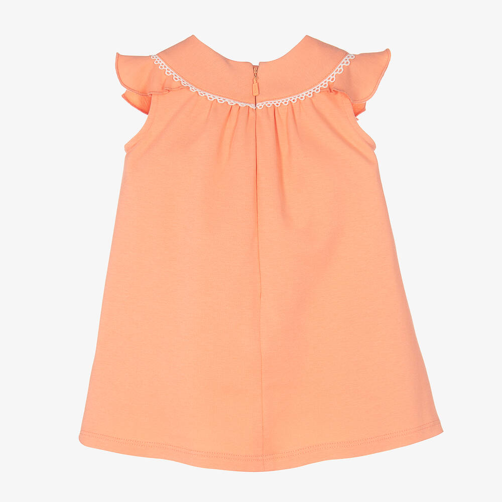 Chloé-Girls Coral Pink Cotton Dress | Childrensalon Outlet