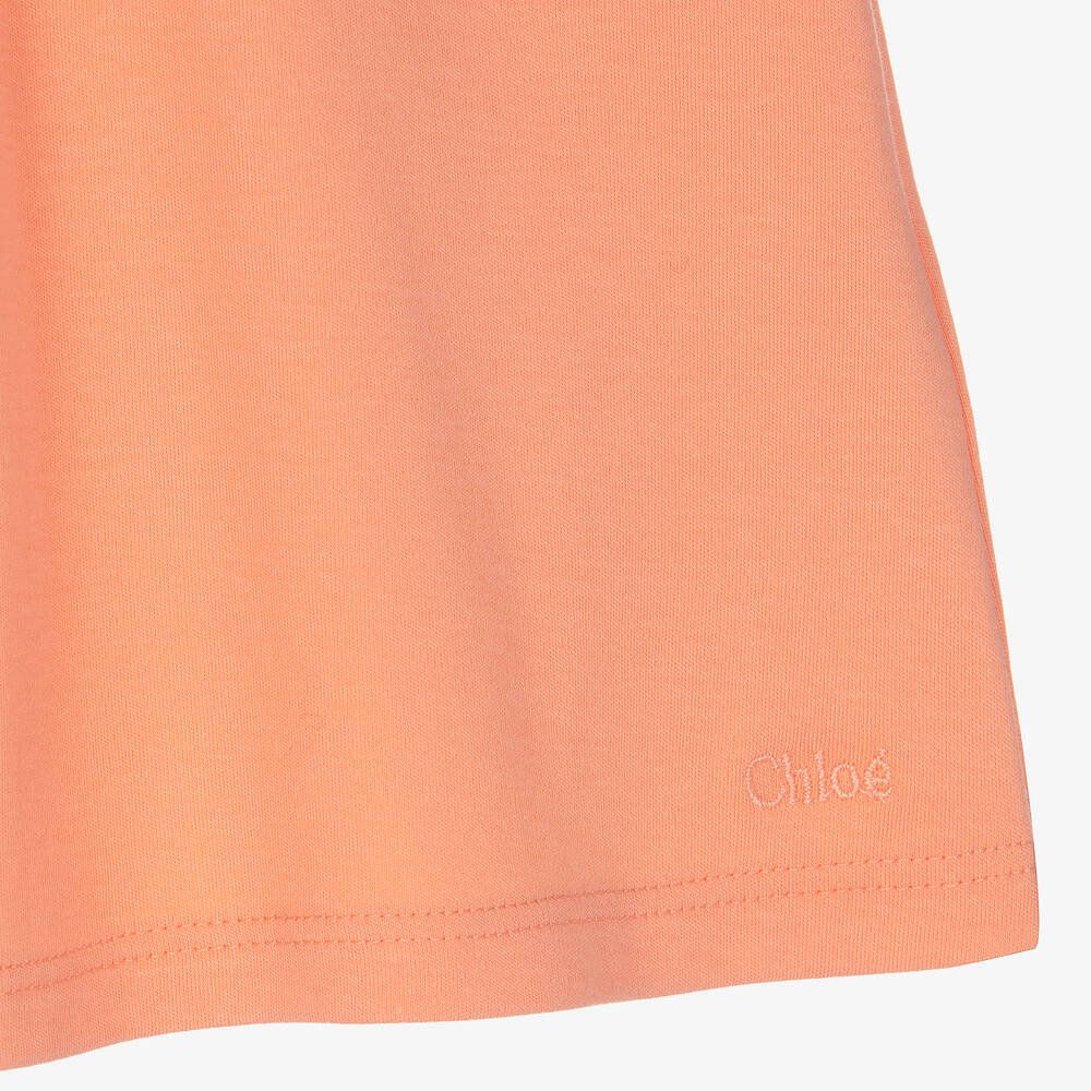 Chloé-Girls Coral Pink Cotton Dress | Childrensalon Outlet