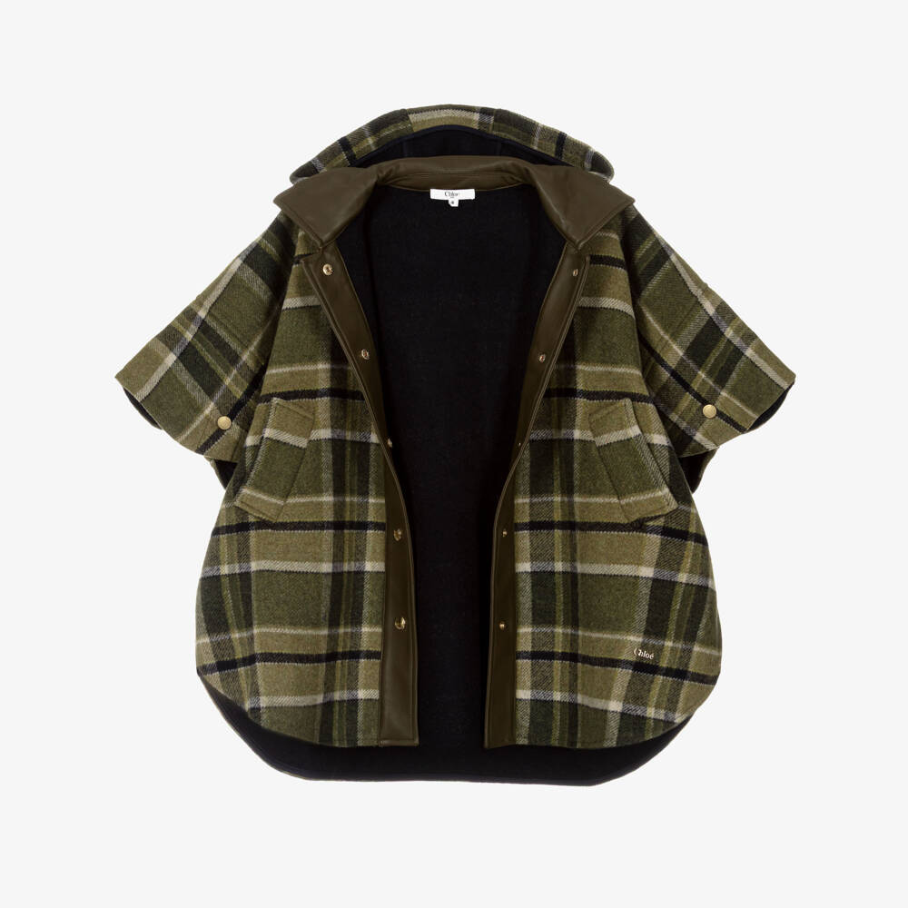 Chloé-Girls Cosy Tartan Poncho | Childrensalon Outlet