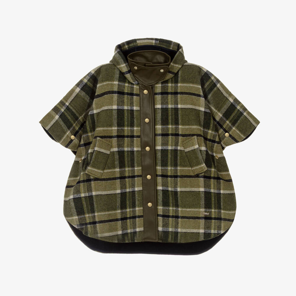 Chloé-Girls Cosy Tartan Poncho | Childrensalon Outlet