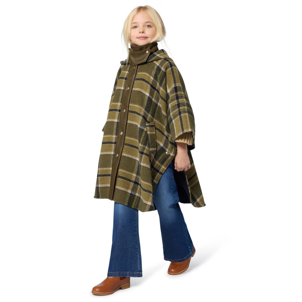 Chloé-Girls Cosy Tartan Poncho | Childrensalon Outlet