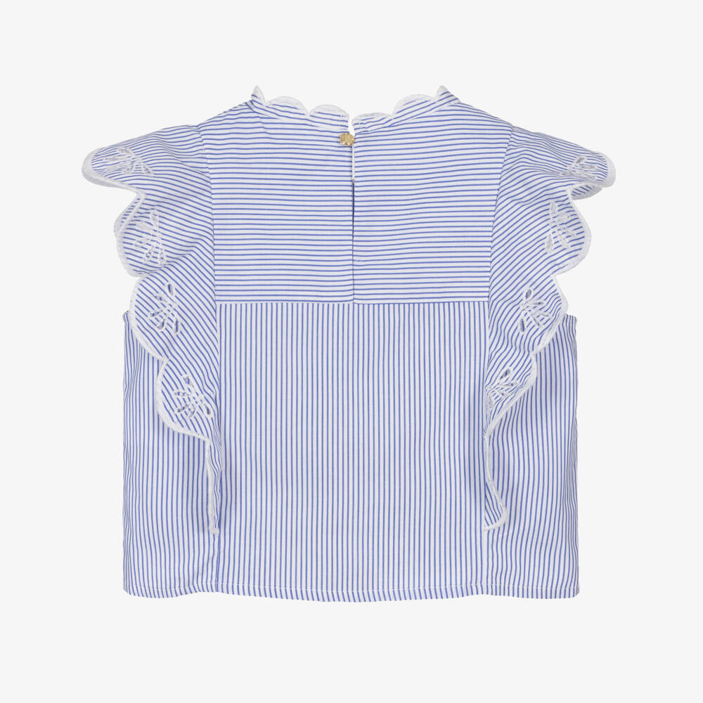 Chloé-Girls Cotton Blouse in Sky Stripes | Childrensalon Outlet