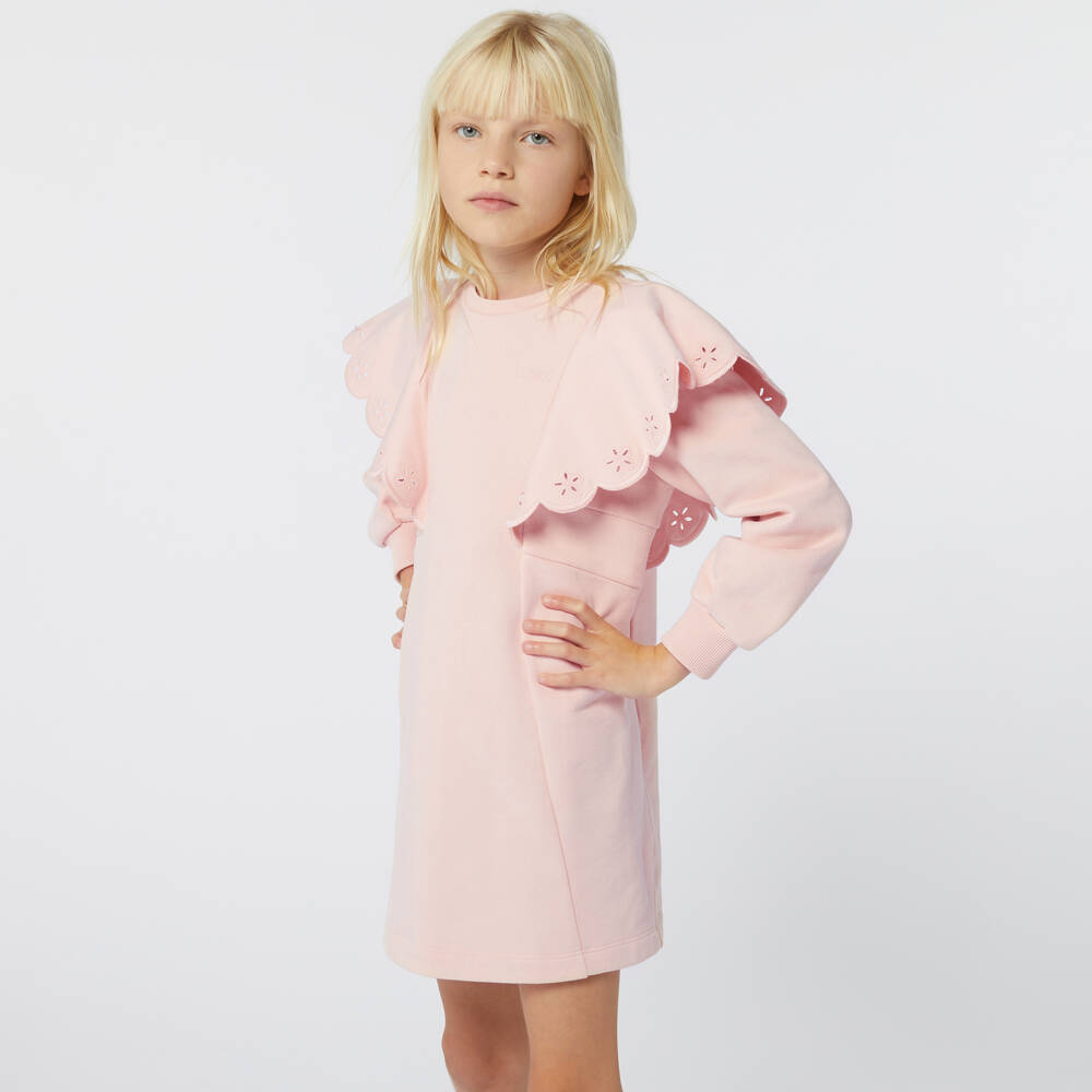 كلوي-فستان لون زهري فاتح مزين بكشكش | Childrensalon Outlet