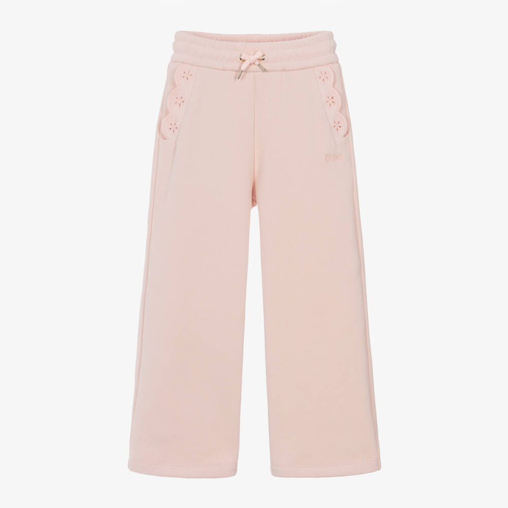 Chloé-Girls Cotton Pink Wide-Leg Trousers | Childrensalon Outlet