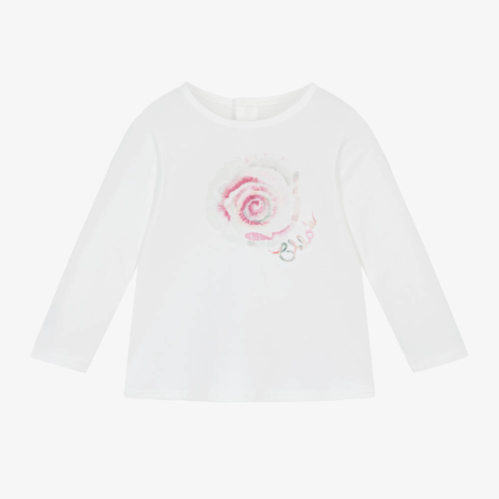 Chloé-Girls Cotton Spiral Design Top | Childrensalon Outlet