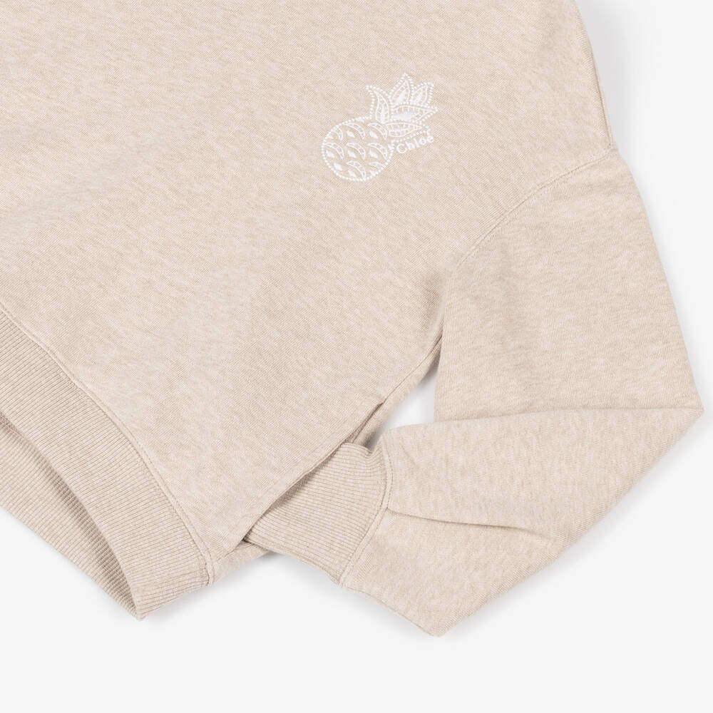 Chloé-Уютный бежевый хлопковый свитшот для девочек | Childrensalon Outlet