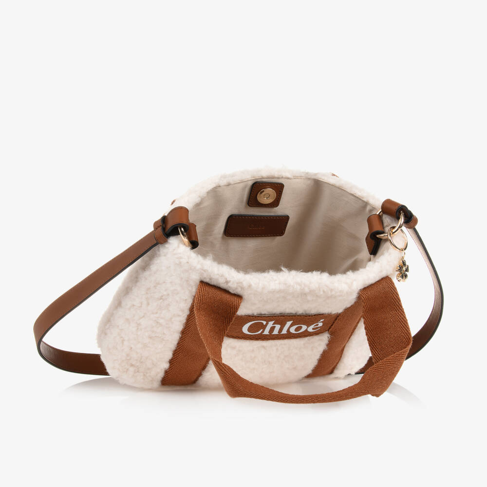 Chloé-Girls Cream & Caramel Sherpa Handbag | Childrensalon Outlet