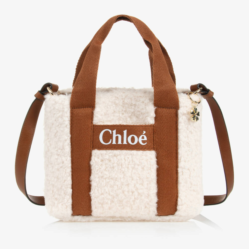 Chloé-Girls Cream & Caramel Sherpa Handbag | Childrensalon Outlet