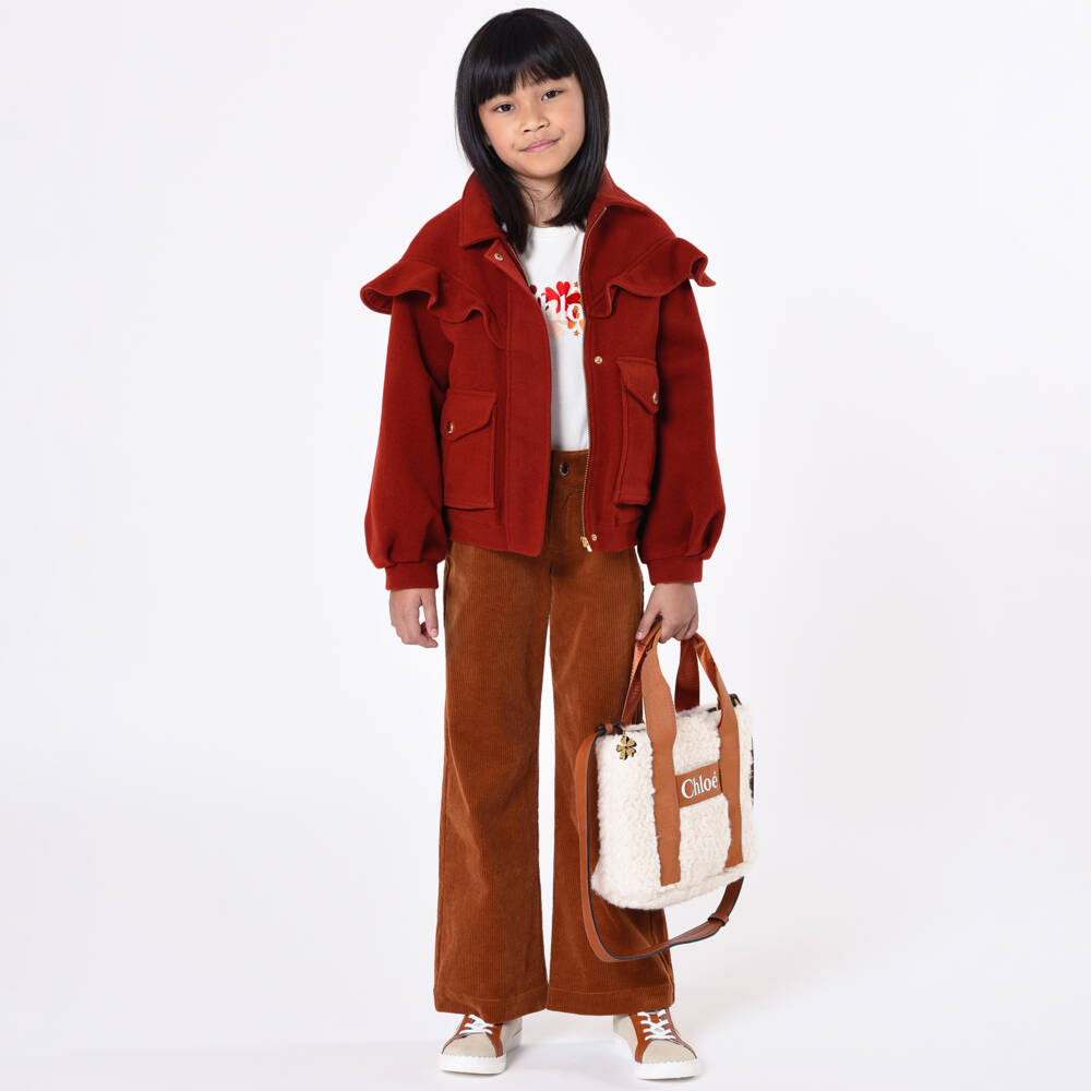 Chloé-Girls Cream & Caramel Sherpa Handbag | Childrensalon Outlet