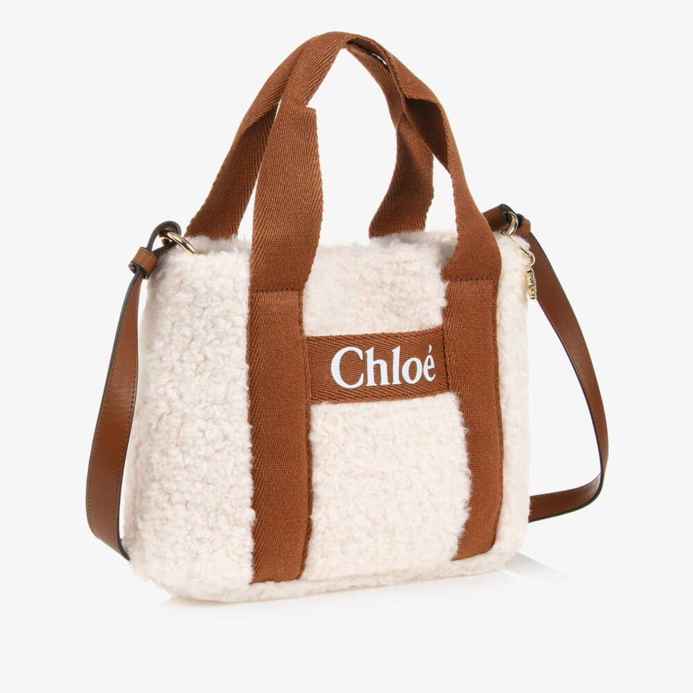 Chloé-Girls Cream & Caramel Sherpa Handbag | Childrensalon Outlet