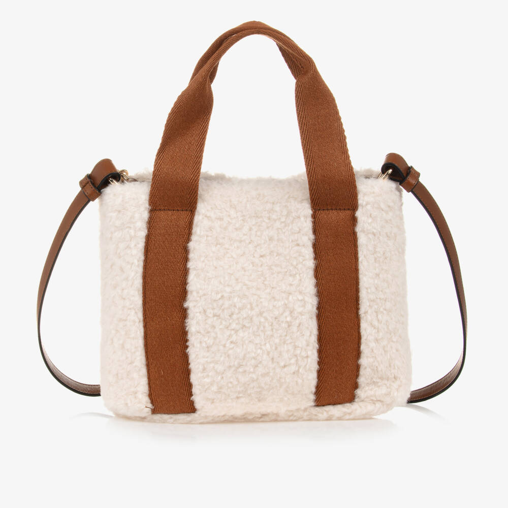 Chloé-Girls Cream & Caramel Sherpa Handbag | Childrensalon Outlet