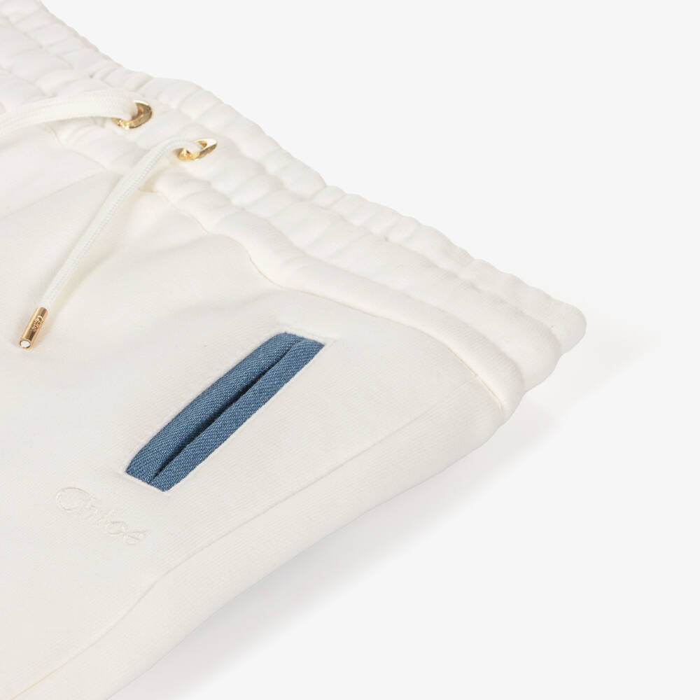 Chloé-Girls Cream Organic Cotton Trousers | Childrensalon Outlet