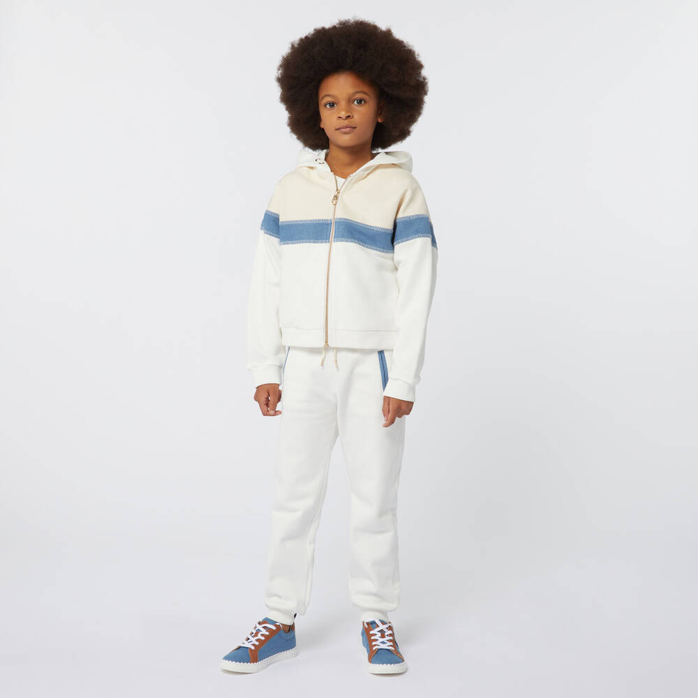 Chloé-Girls Cream Organic Cotton Trousers | Childrensalon Outlet