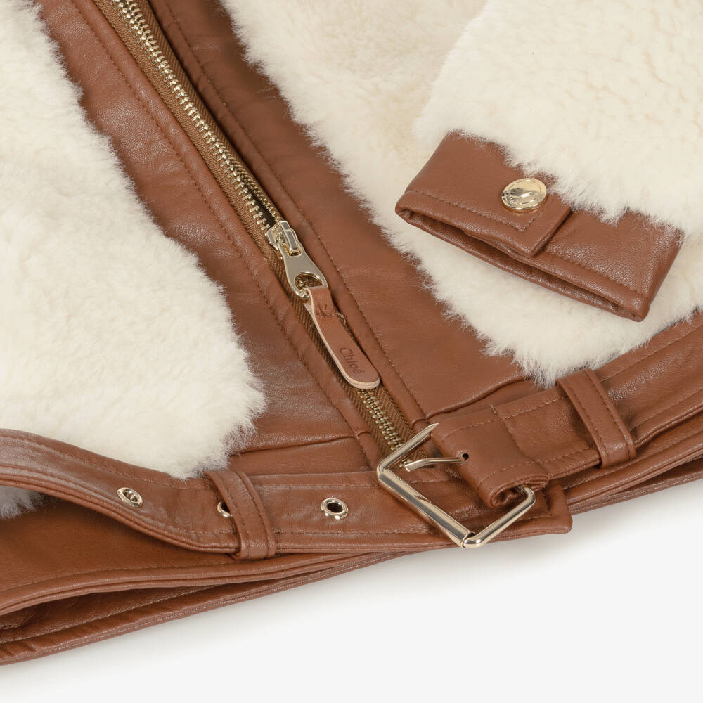 Chloé-Girls Cream Sherpa Coat | Childrensalon Outlet