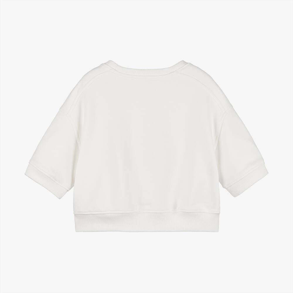 Chloé-Girls Creamy Emblem Cotton Pullover | Childrensalon Outlet