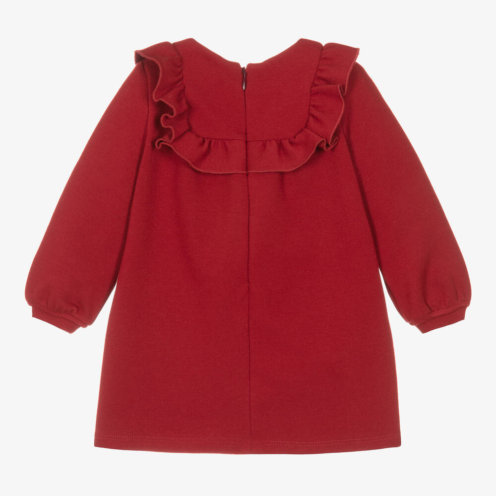 Chloé-فستان مودال وقطن جيرسي لون أحمر داكن | Childrensalon Outlet