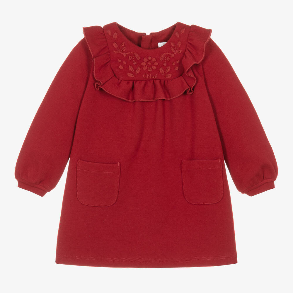 Chloé-Красное платье из хлопка и модала | Childrensalon Outlet