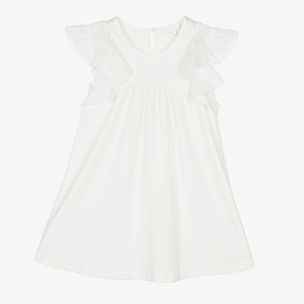 Chloé-Girls Delicate Ivory Ruffle Dress | Childrensalon Outlet