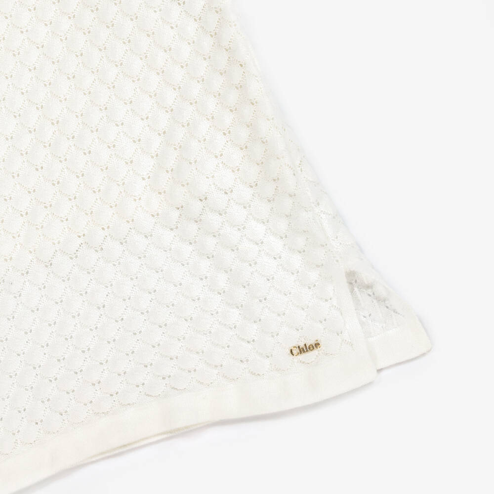 Chloé-Girls Delightful Ivory Cotton Knit Dress | Childrensalon Outlet