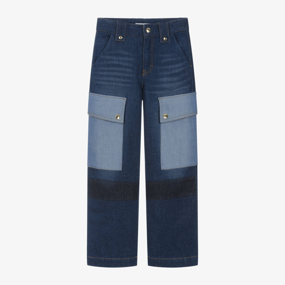 Chloé-Girls Denim Jeans with Contrast Pockets | Childrensalon Outlet