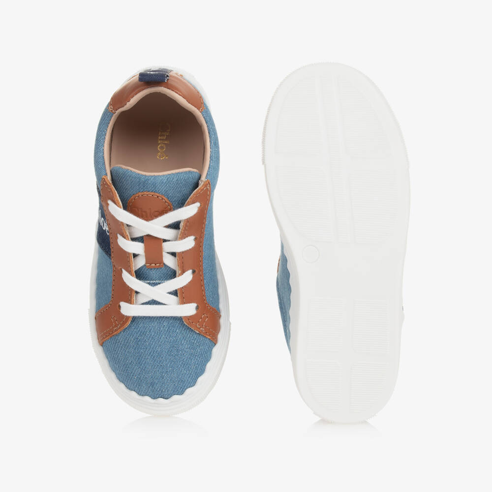 Chloé-Girls Denim Lace-Up Sneakers | Childrensalon Outlet