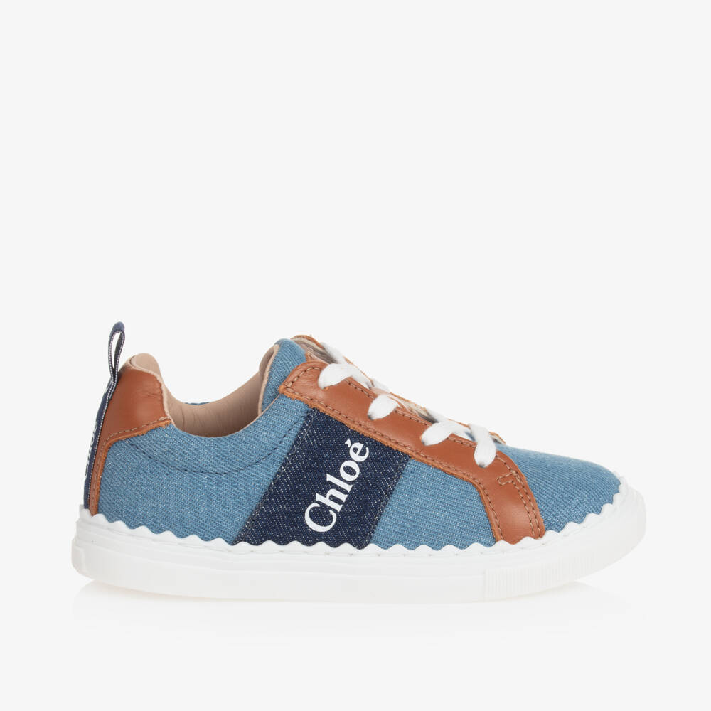 Chloé-Girls Denim Lace-Up Sneakers | Childrensalon Outlet