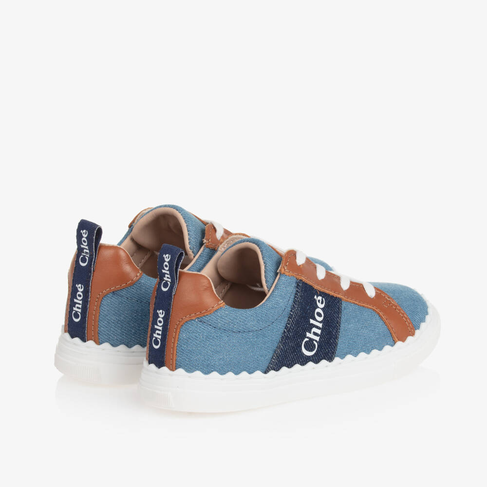 Chloé-Girls Denim Lace-Up Sneakers | Childrensalon Outlet