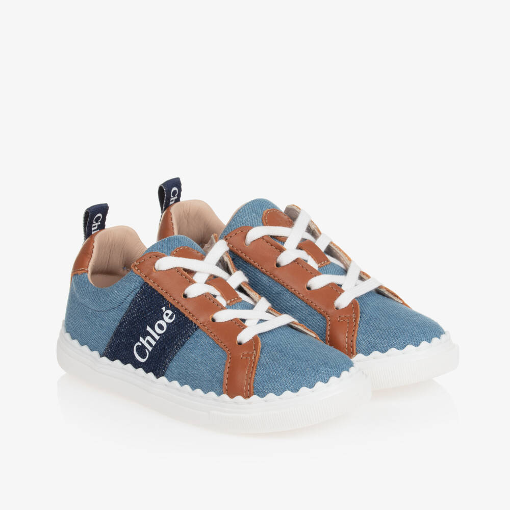 Chloé-Girls Denim Lace-Up Sneakers | Childrensalon Outlet