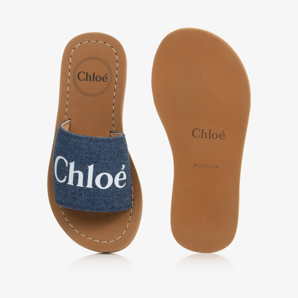 Chloé-Girls Denim Logo Sandals | Childrensalon Outlet