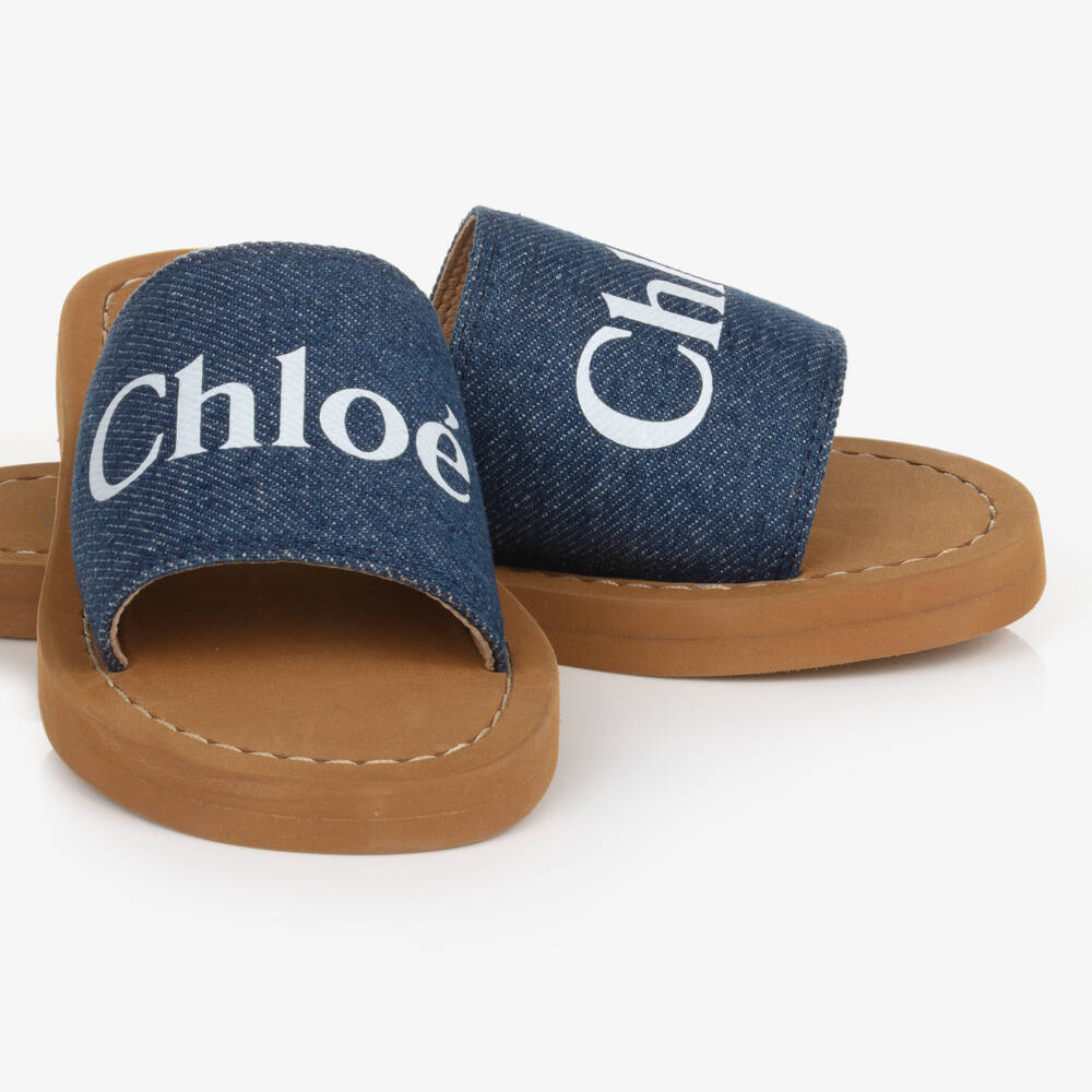 Chloé-Girls Denim Logo Sandals | Childrensalon Outlet