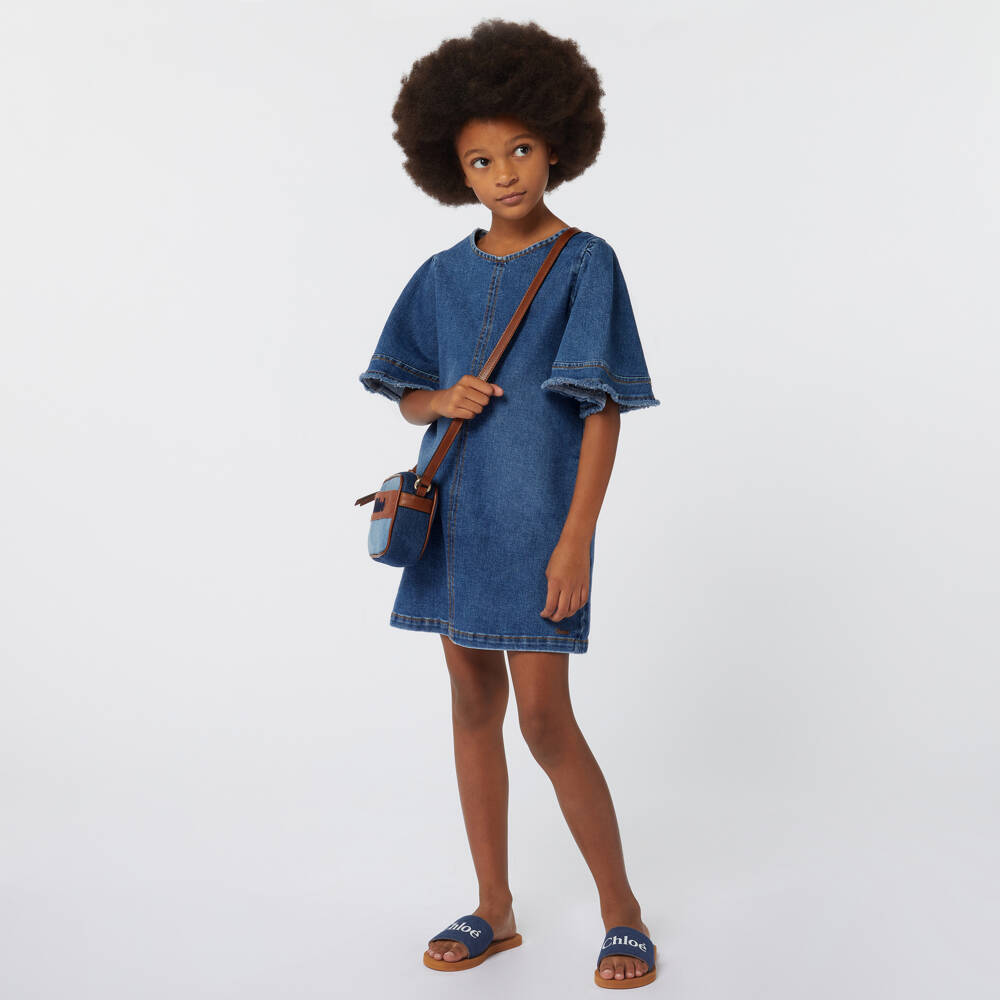 Chloé-Girls Denim Logo Sandals | Childrensalon Outlet