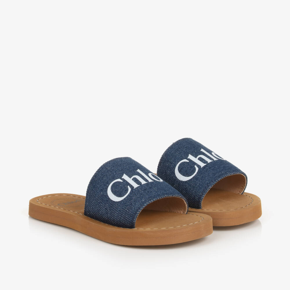 Chloé-Girls Denim Logo Sandals | Childrensalon Outlet