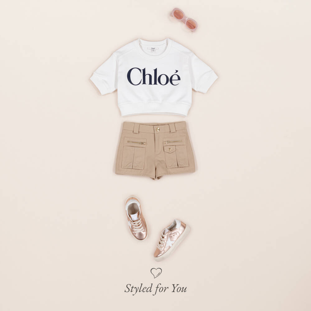 Chloé-Элегантные бежевые шорты для девочек | Childrensalon Outlet