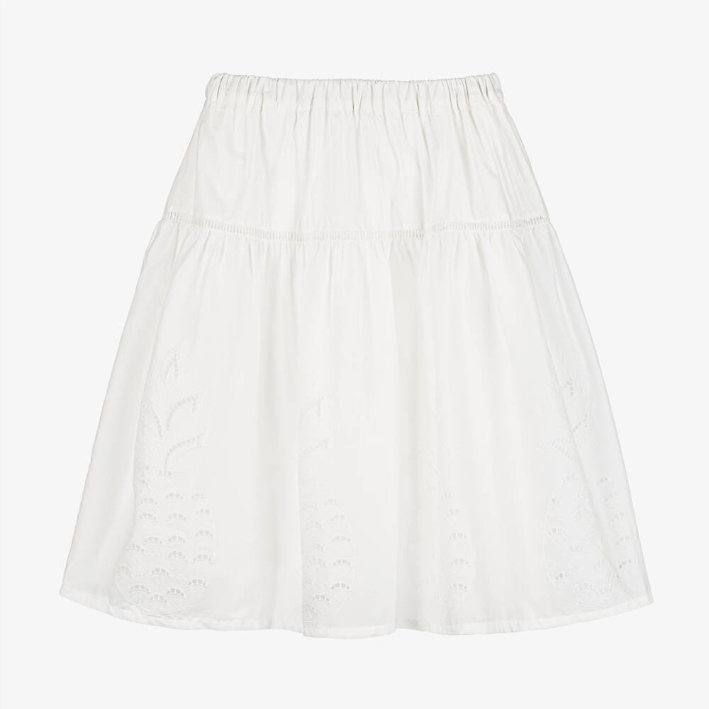 Chloé-Girls Elegant Ivory Cotton Skirt | Childrensalon Outlet