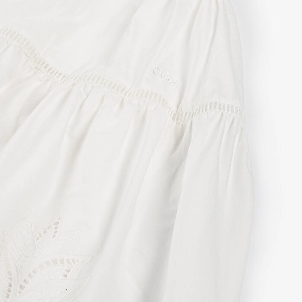 Chloé-Girls Elegant Ivory Cotton Skirt | Childrensalon Outlet