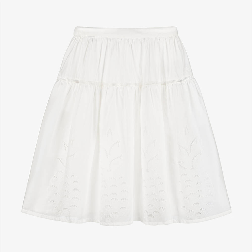 Chloé-Элегантная кремовая юбка из хлопка для девочек | Childrensalon Outlet