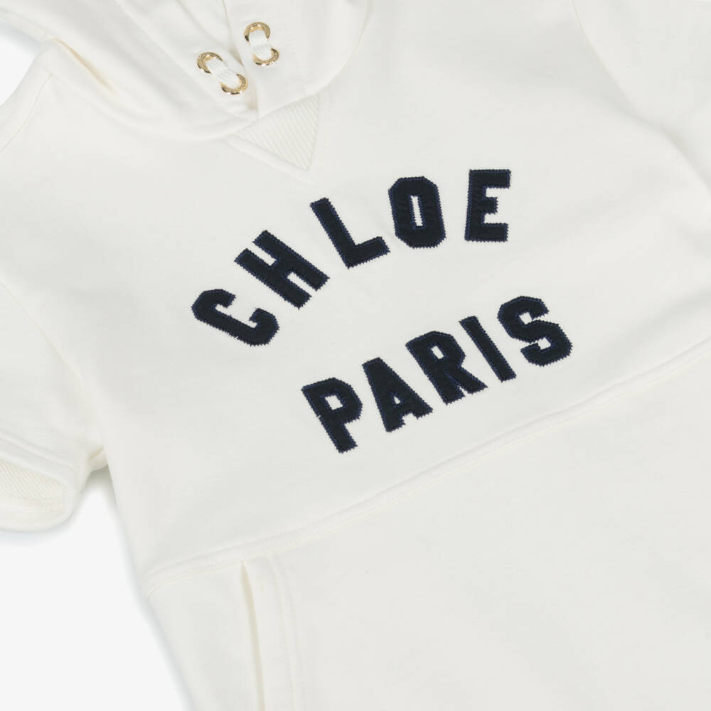 Chloé-Girls Elegant Ivory Hooded Tunic | Childrensalon Outlet