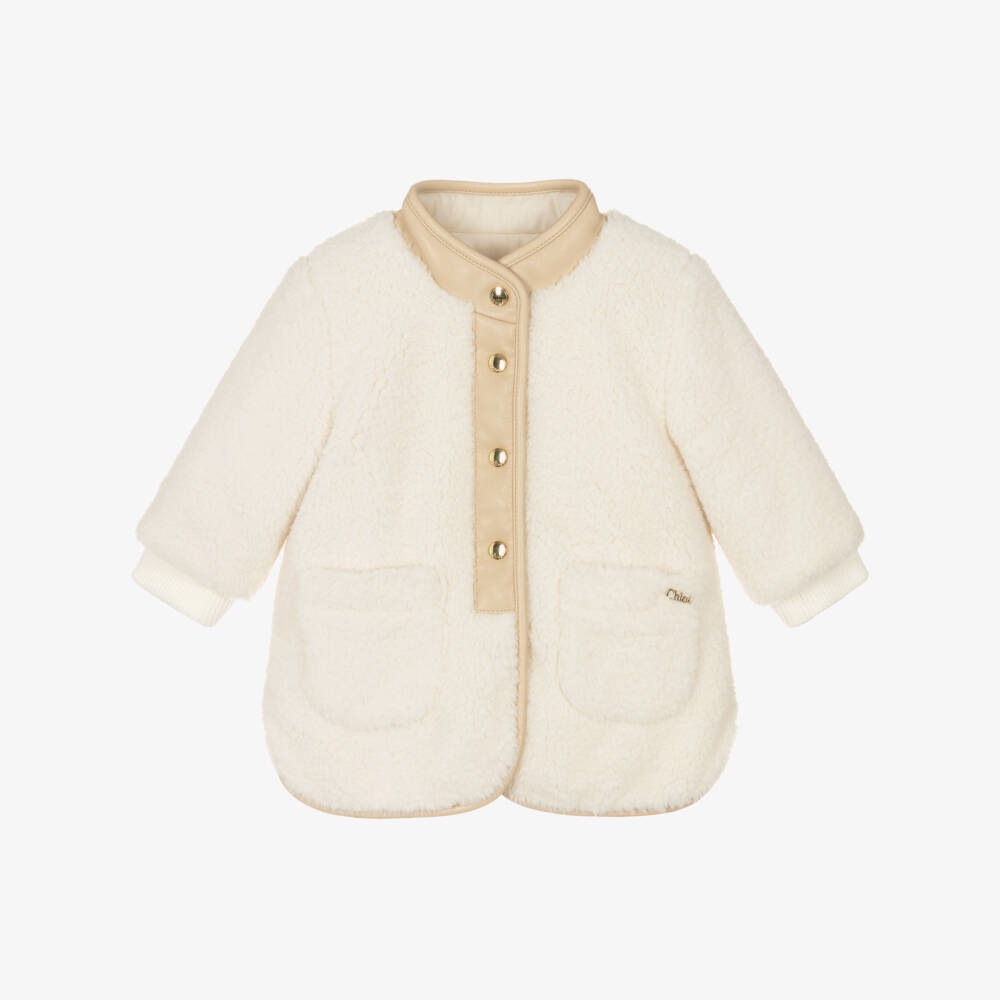 Chloé-Girls Elegant Ivory Shearling Jacket | Childrensalon Outlet