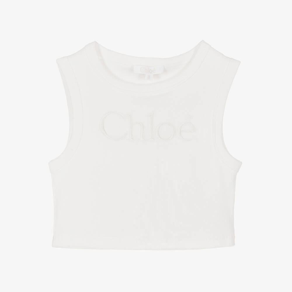 Chloé-Girls Elegant Ivory Sleeveless Top | Childrensalon Outlet