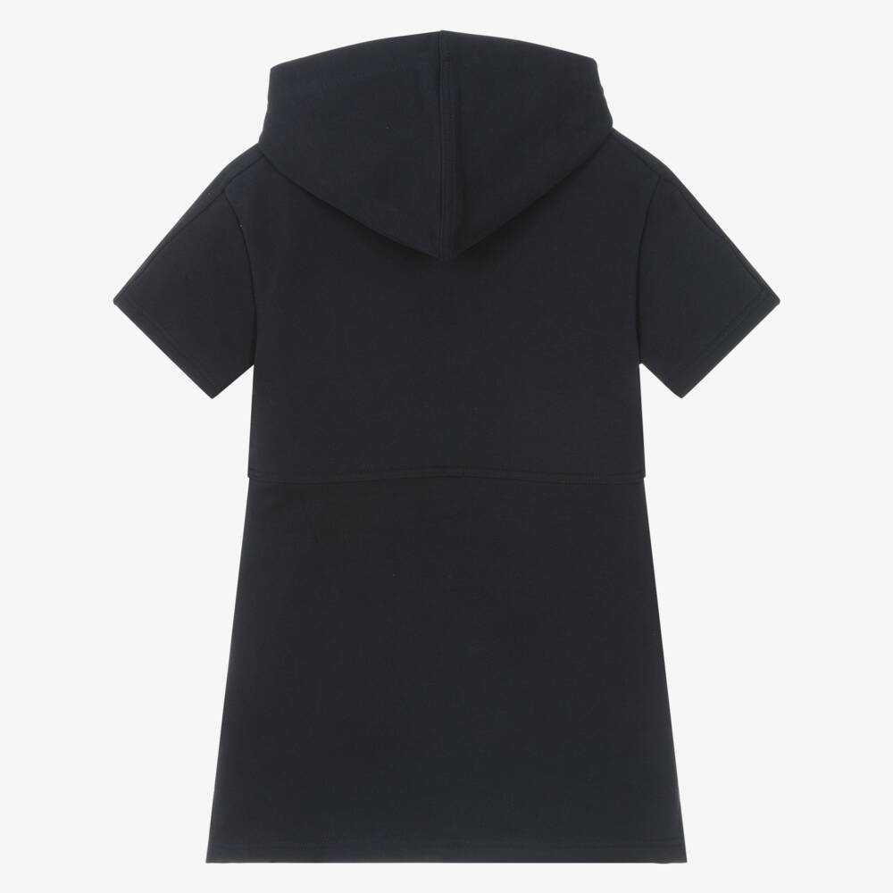 Chloé-Girls Elegant Navy Hooded Cotton Dress | Childrensalon Outlet
