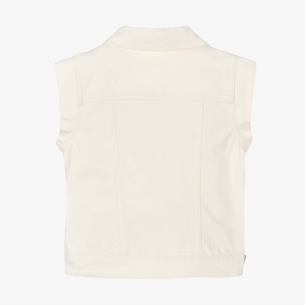 Chloé-Girls Elegant Scalloped Denim Vest | Childrensalon Outlet