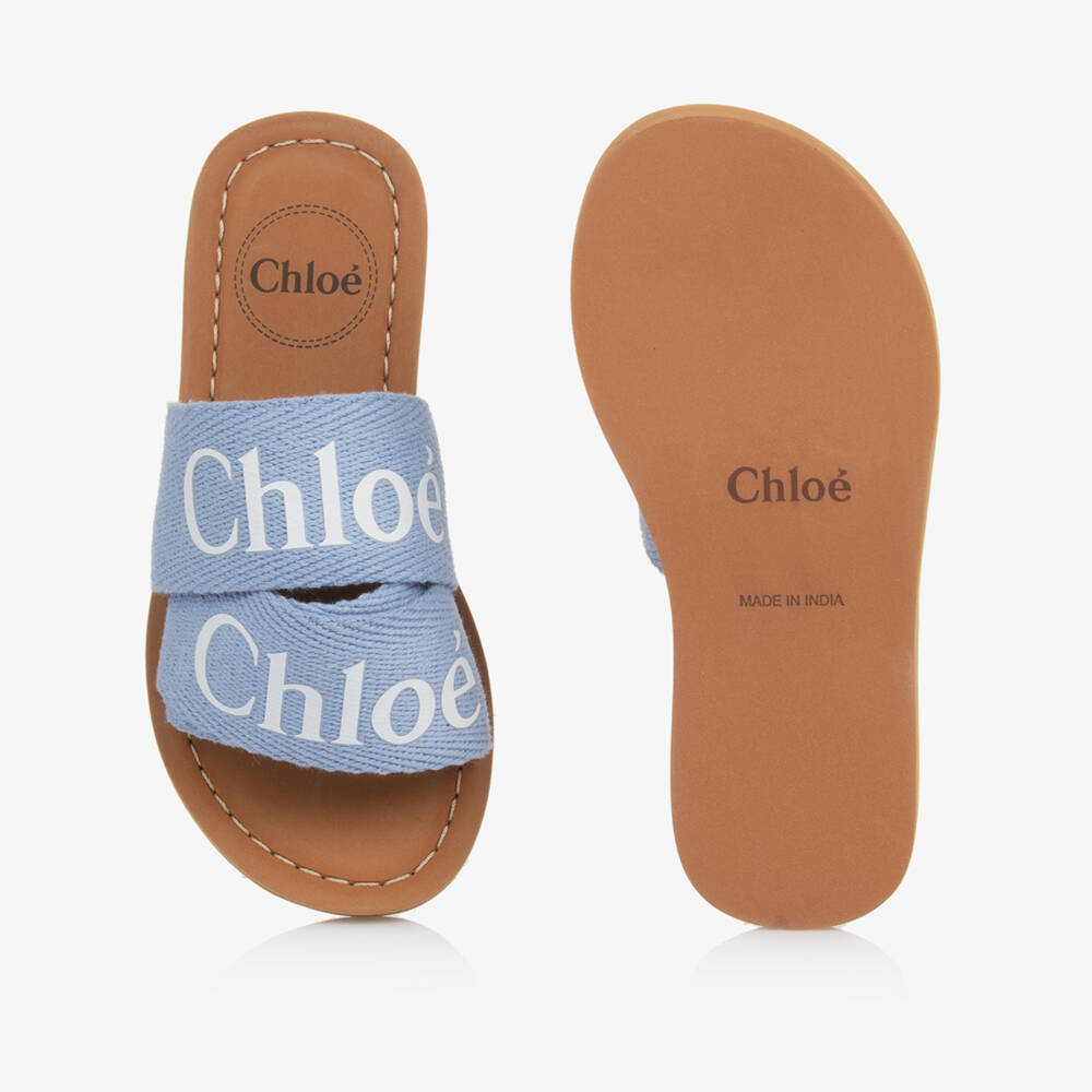 Chloé-Girls Elegant Webbed Blue Slip-Ons | Childrensalon Outlet