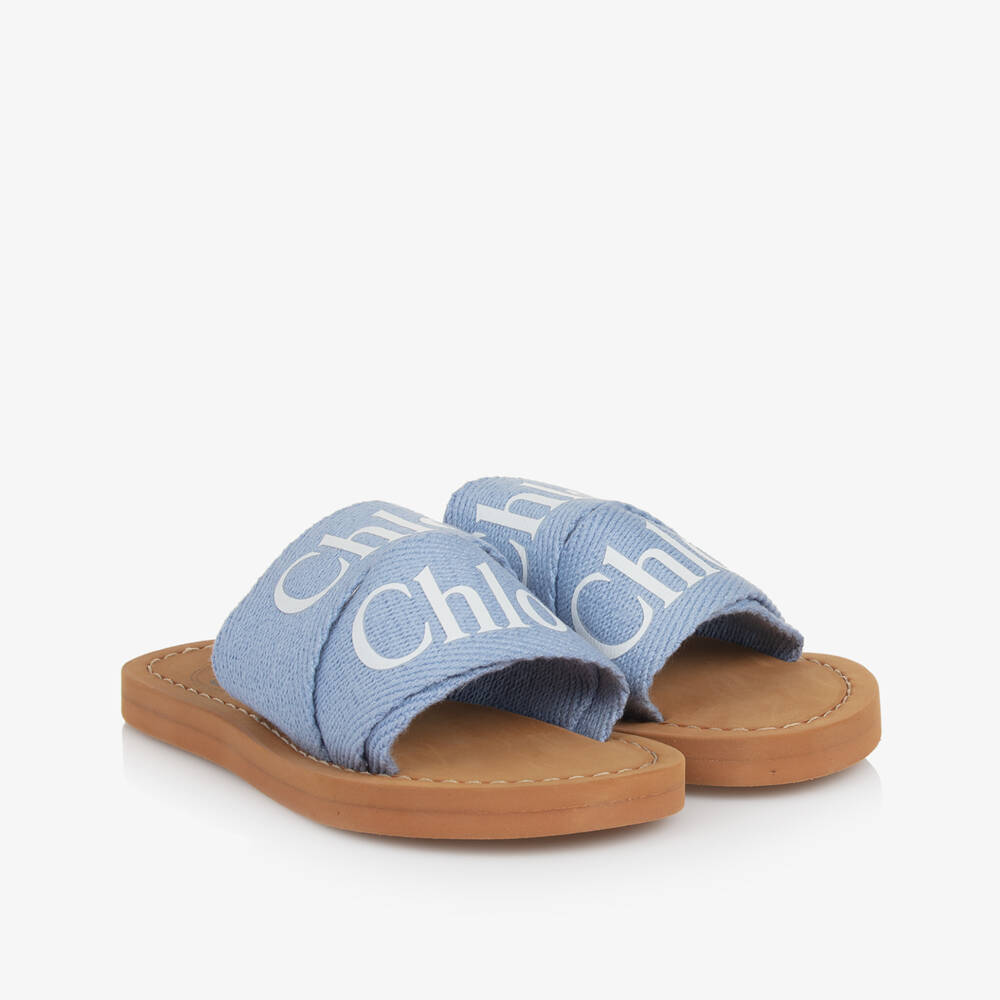 Chloé-Girls Elegant Webbed Blue Slip-Ons | Childrensalon Outlet