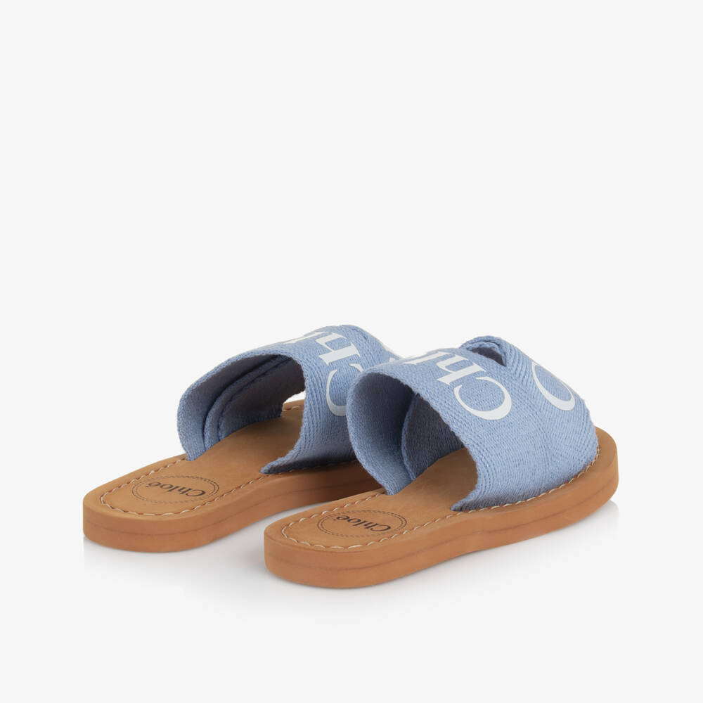 Chloé-Girls Elegant Webbed Blue Slip-Ons | Childrensalon Outlet