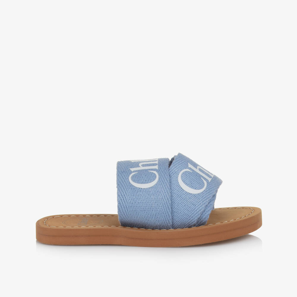 Chloé-Girls Elegant Webbed Blue Slip-Ons | Childrensalon Outlet