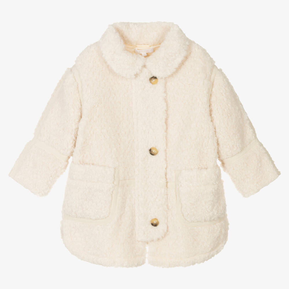 Chloé - Girls Faux Shearling Coat | Childrensalon